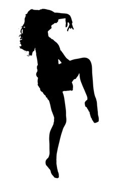 female body expression in silhouette dance movements fashion style vector image for mocup cutout