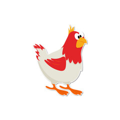 Vector drawing of a cute chicken. Bright Chicken Sticker.