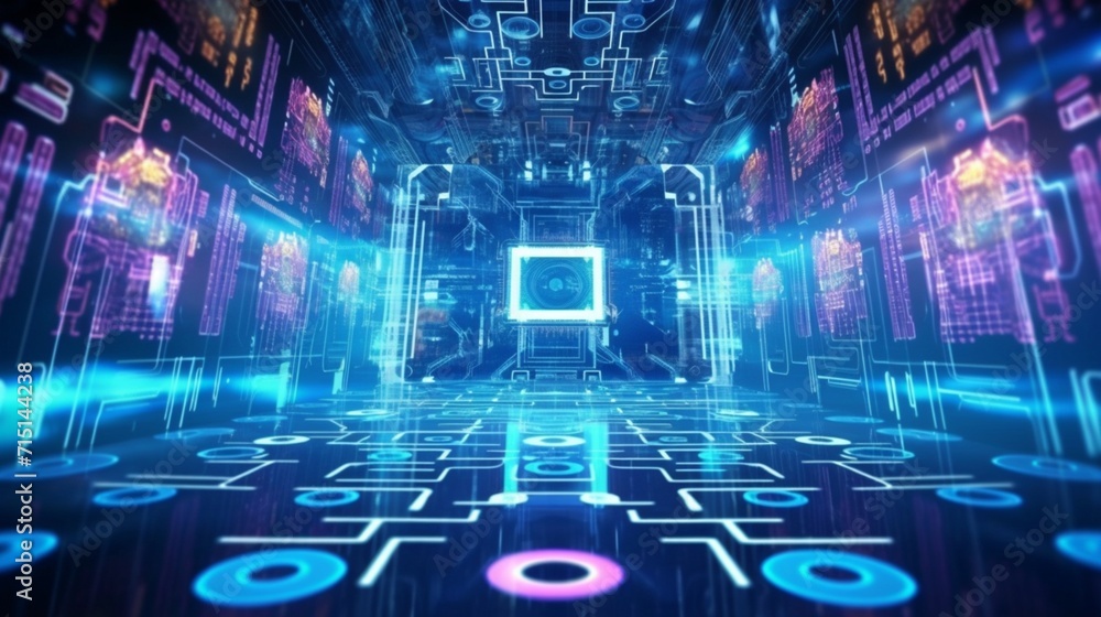 Poster cyber backdrop with applications in technology ai generative