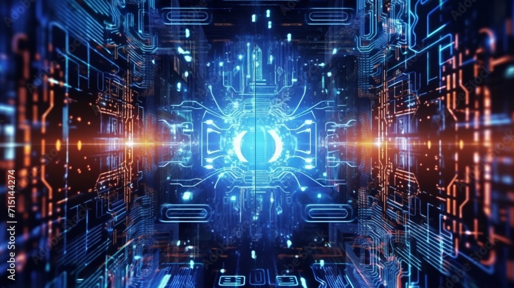 Poster cyber backdrop with applications in technology ai generative