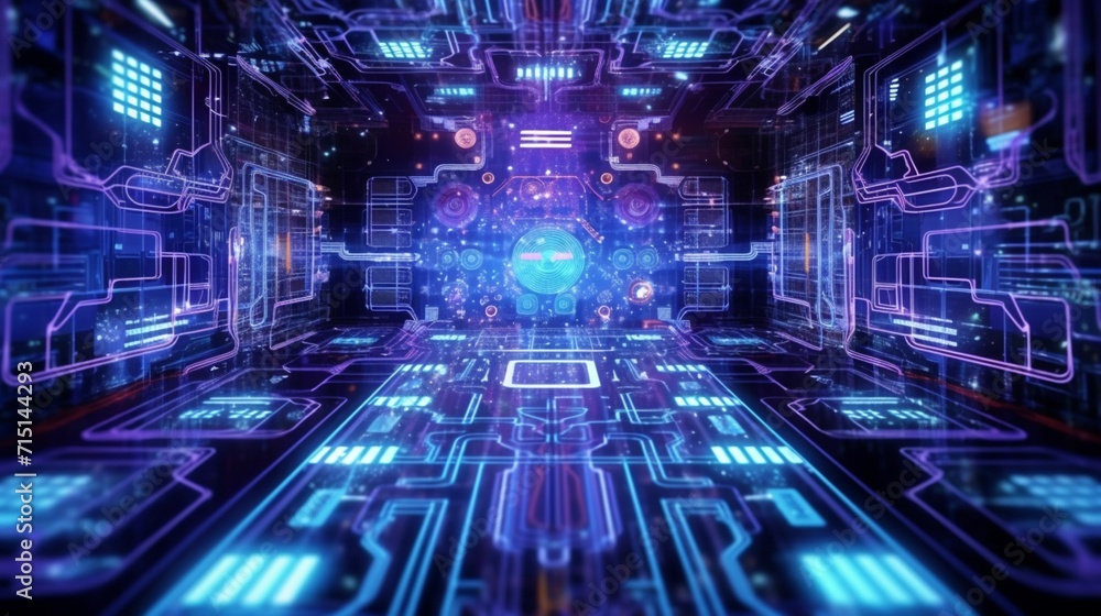 Poster cyber backdrop with applications in technology ai generative