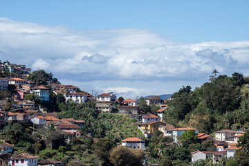 Fototapeta na wymiar View of houses on the hill on the outskirts of Ouro Preto, Minas Gerais, Brazil