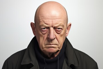 Elderly man with a sad expression on his face. Studio shot.