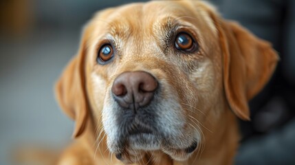 veterinarians dog checkup in the clinic. close up portrait of a dog. portrait of a labrador...