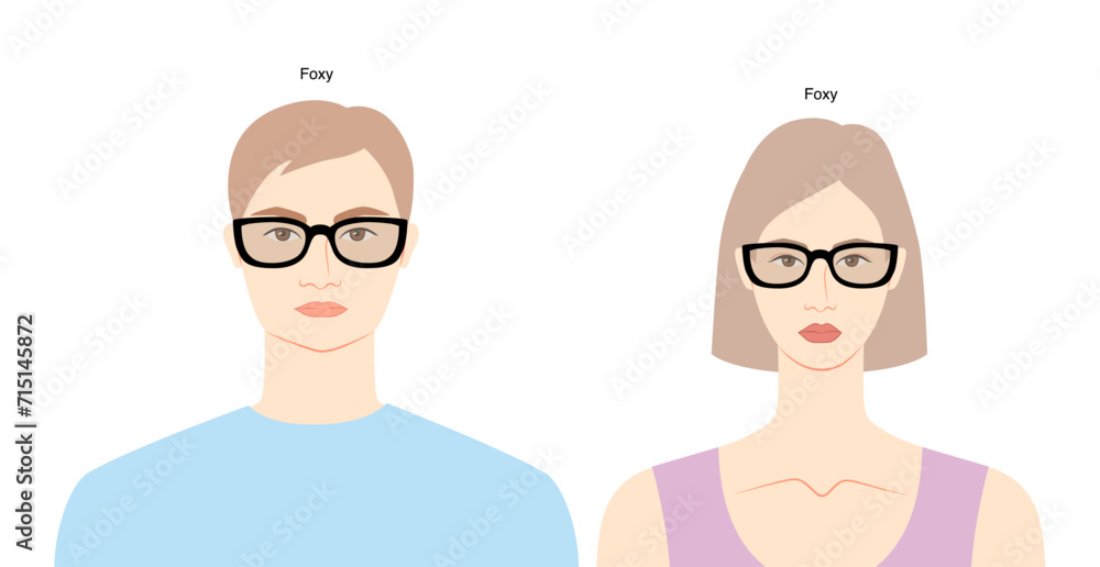 Canvas Prints foxy frame glasses on women and men flat character fashion accessory illustration. sunglass front vi