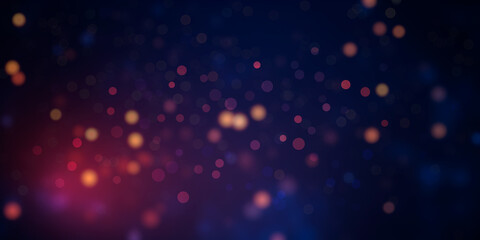 Obraz premium Abstract dark background with bright yellow bokeh with blurred lights and shiny accents.