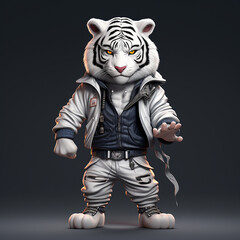 a anthropomorphic White Tiger,Full body