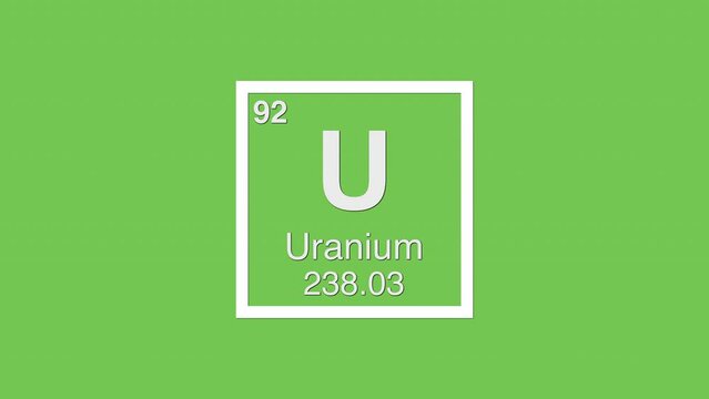  92 uranium u white title element graphic periodic table chroma green screen