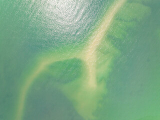 Summer sea nature background,Aerial view of texture sand water background,Sea surface ocean waves background,Top view beach background