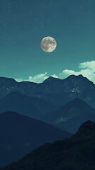 Naklejka na ściany i meble moon over the mountains wallpaper mobile