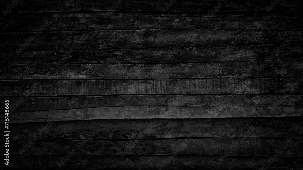 Poster Rough dirty black texture background of wooden planks as a backdrop for a page, template or web banner