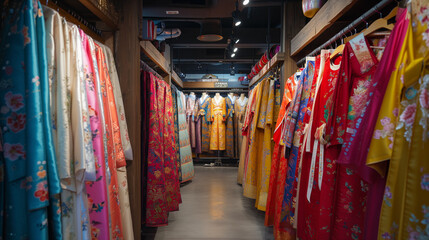 Fototapeta na wymiar Colors of Tradition: A Hanbok Store in a Korean Market