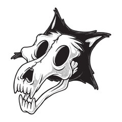 cartoon wolf skull with retro style