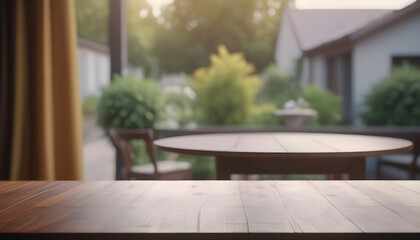 Empty table in a garden
