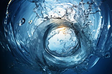 .Mesmerizing Water Vortex, Abstract Splash in Vibrant Aqua Hues