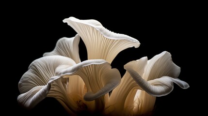 Group of oyAi Generativester mushrooms isolated on black background - obrazy, fototapety, plakaty