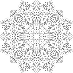 Mandala for coloring book page for kids and adults. Patterned Design Element. Zentangle style