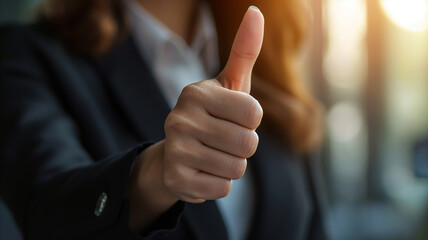 business woman giving thumbs up