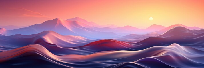 A painting of a mountain range at sunset, abstract wallpaper background in pink and purple. Changing landscape of innovative ai powered technologies. - obrazy, fototapety, plakaty