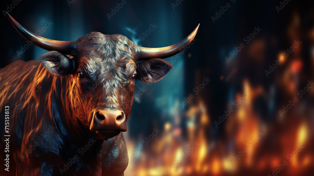 Aufkleber abstract financial and business background with stock graph chart and bull concept for traders