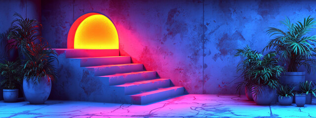 Stairs Leading Up to a Bright Door