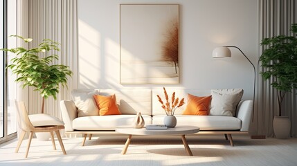 Interior design of modern living room with elegant color palette 