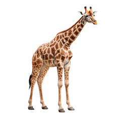 Full body portrait of a giraffe, isolated on transparent background