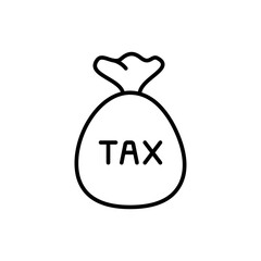 Tax bag outline icons, minimalist vector illustration ,simple transparent graphic element .Isolated on white background