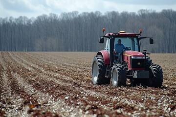 tractor in a crop field 