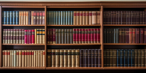 Timeless Wisdom: A Vast Collection of Antique Literature Adorned in a Classic Bookshelf, Creating an Academic Haven of Knowledge and History in a Wooden Library Interior.