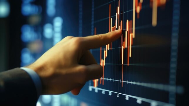 The steady climb of the stock market depicted in a hand holding a graph chart with an upward trend.