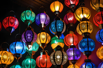 Fototapeta na wymiar colorful lamps in the market