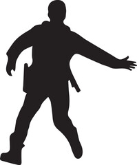 Winning Happy Man with running silhouette vector illustration 