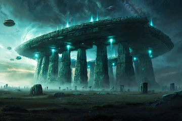 Foto op Canvas Ancient alien megalithic structure, artist's impression, theory © Sunshower Shots