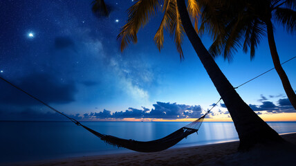 hammock on the beach at sunset