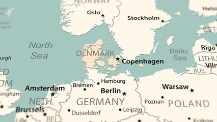 Denmark on the world map.