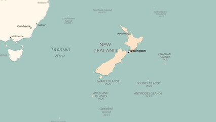 New Zealand on the world map.