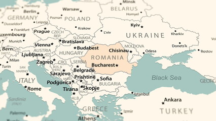 Romania on the world map.