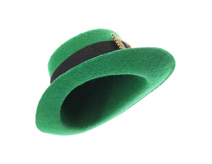 Green leprechaun hat isolated on white. Saint Patrick's Day accessory