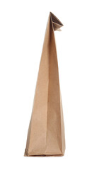 One kraft paper bag isolated on white