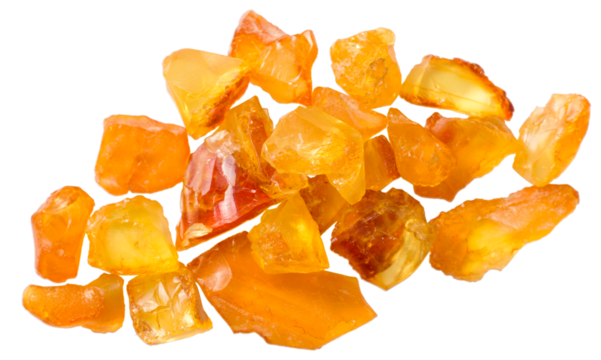 Crushed amber isolated on white background