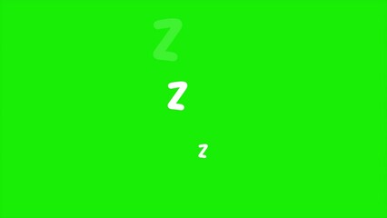 Animation of sleeping symbol zzz on green screen background, 2d motion animated video, Cartoon style, sleep concept