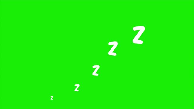 Animation of sleeping symbol zzz on green screen background, 2d motion animated video, Cartoon style, sleep concept