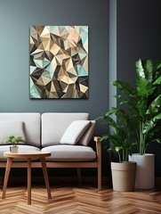 Contemporary Geometric Nature Forms Abstract Canvas: Modern Wall Decor for Geometric Art Enthusiasts