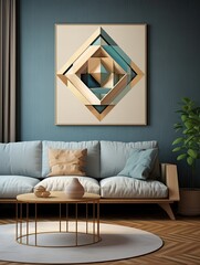 Contemporary Geometric Nature Forms Art: Modern Wall Canvas of Abstract Shapes Design