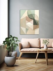 Contemporary Geometric Nature Forms Canvas: Abstract Shapes Art