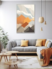 Abstract Landscape: Contemporary Geometric Nature Forms Wall Canvas with Modern Shapes