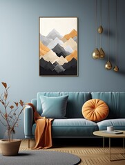 Contemporary Geometric Nature Forms Wall Canvas: Abstract Landscape with Modern Shapes