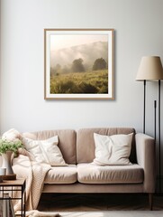 Gentle Morning Meadow Mists: Vintage Landscape Decor Wall Print