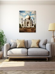 Taj Mahal Canvas Print: Captivating Vintage Art Depicting Historical World Landmark Views